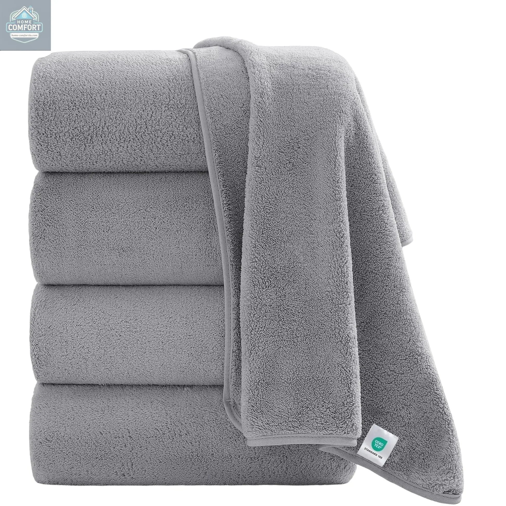 4 Pack Oversized Bath Sheet Towels 700 GSM Ultra Soft Light Gray Bath Towel Set