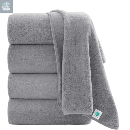 4 Pack Oversized Bath Sheet Towels 700 GSM Ultra Soft Light Gray Bath Towel Set