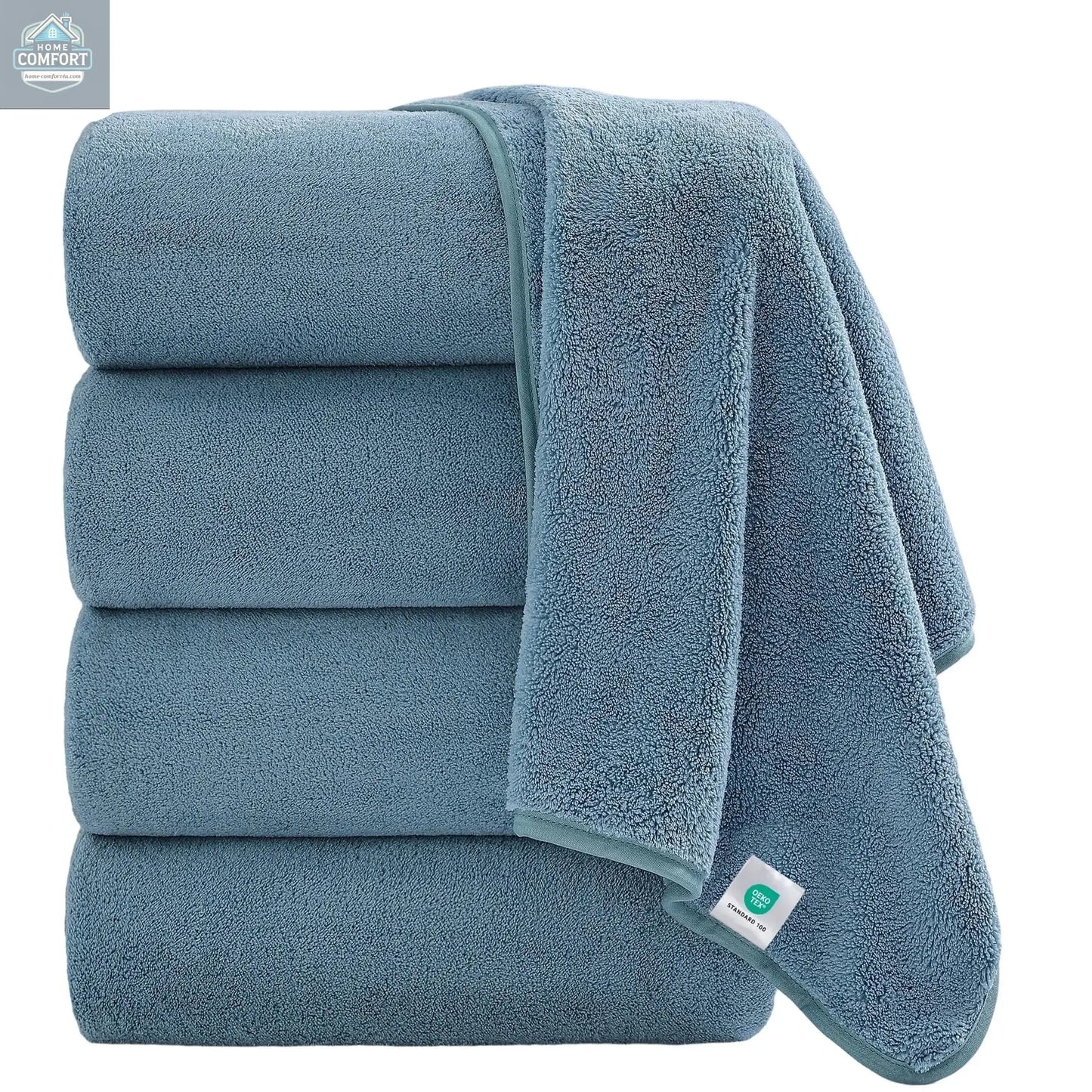 4 Pack Oversized Bath Sheet Towels 700 GSM Ultra Soft Blue Bath Towel Set