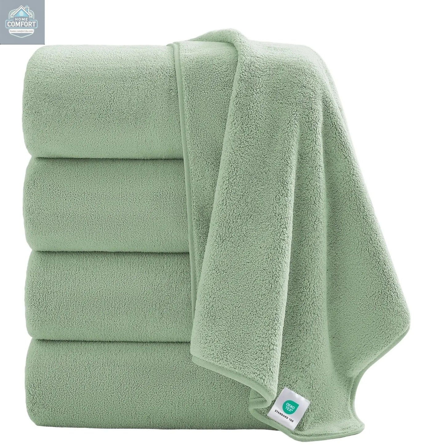 4 Pack Oversized Bath Sheet Towels 700 GSM Ultra Soft Mint Green Bath Towel Set