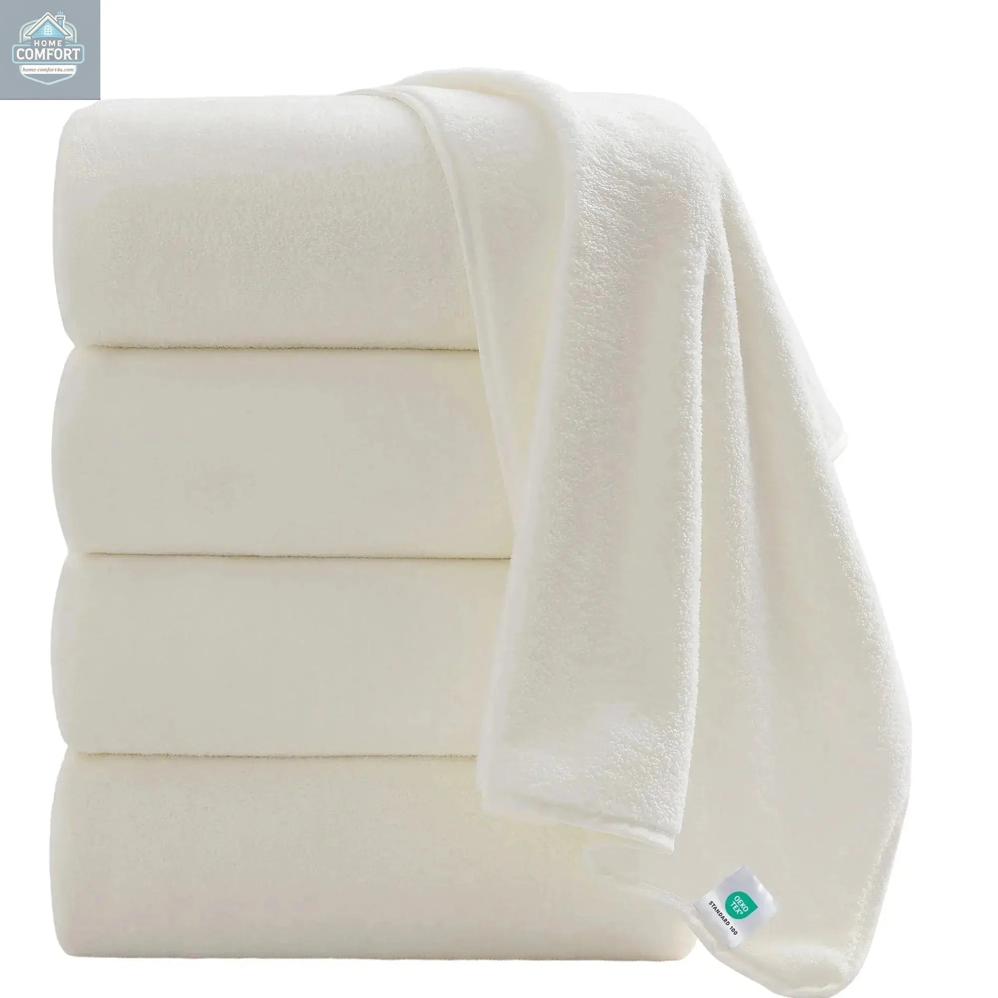 4 Pack Oversized Bath Sheet Towels 700 GSM Ultra Soft Cream Bath Towel Sette