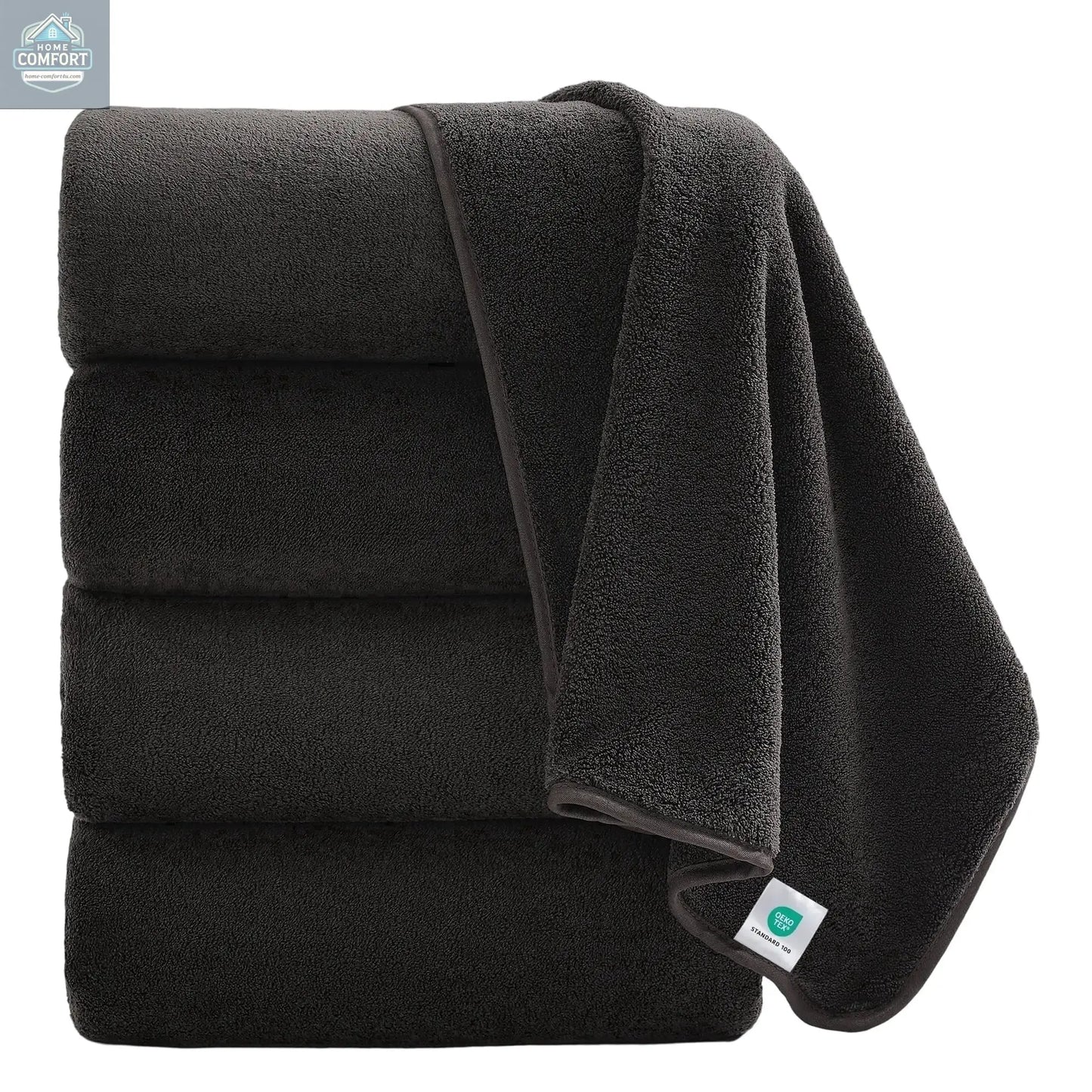4 Pack Oversized Bath Sheet Towels 700 GSM Ultra Soft Black Bath Towel Set