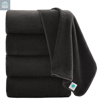 4 Pack Oversized Bath Sheet Towels 700 GSM Ultra Soft Black Bath Towel Set