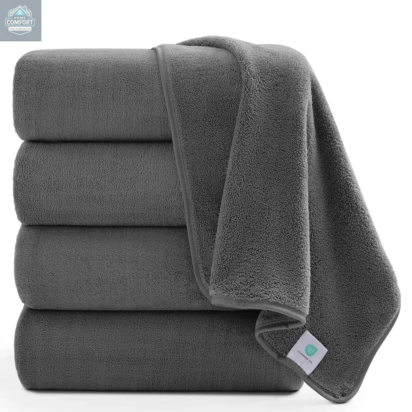 4 Pack Oversized Bath Sheet Towels 700 GSM Ultra Soft Dark Gray Bath Towel Set