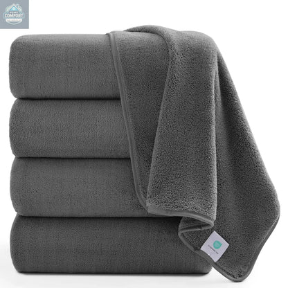 4 Pack Oversized Bath Sheet Towels 700 GSM Ultra Soft Dark Gray Bath Towel Set
