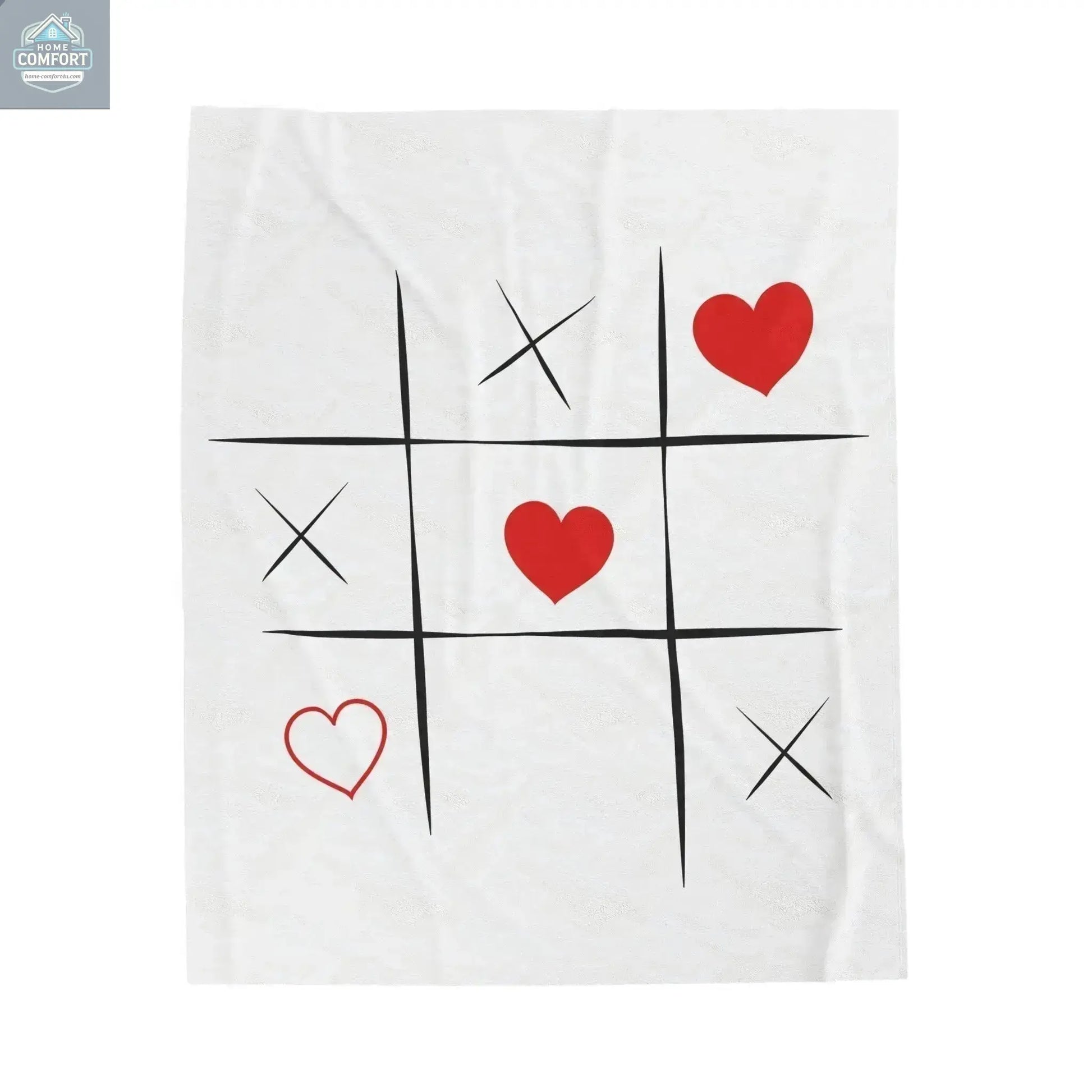 Personalized velveteen plush blanket with red hearts grid design for cozy home décor
