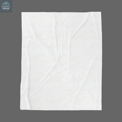 Back view of personalized velveteen plush blanket showing soft neutral fabric and smooth texture