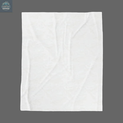 Back view of personalized velveteen plush blanket showing soft neutral fabric and smooth texture