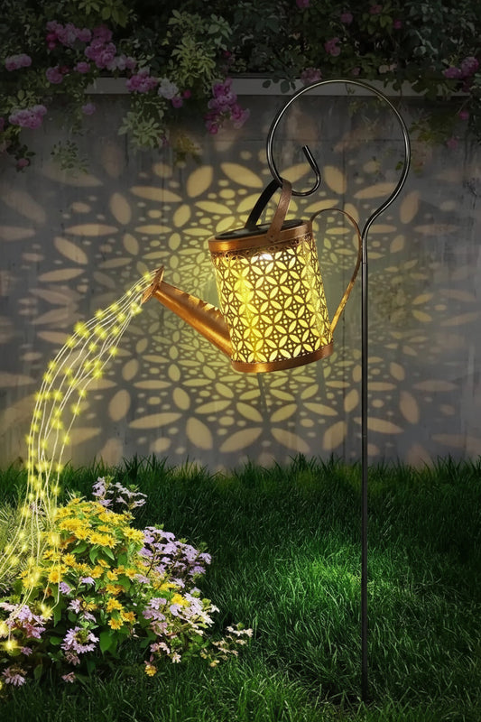 2 Pack Solar Watering Can with Lights,Solar Lanterns Outdoor Hanging Waterproof Garden Decor,Solar Lights Outdoor Garden Decorative,Retro Metal Solar Garden Lights Yard Decorations for Lawn Path Patio