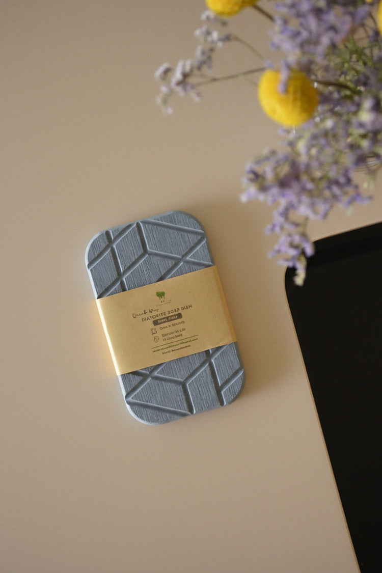 Stone Soap Dish Quick Dry Soap Holder with Geometric Design for Bathroom Sink Bless Your Heart & Home