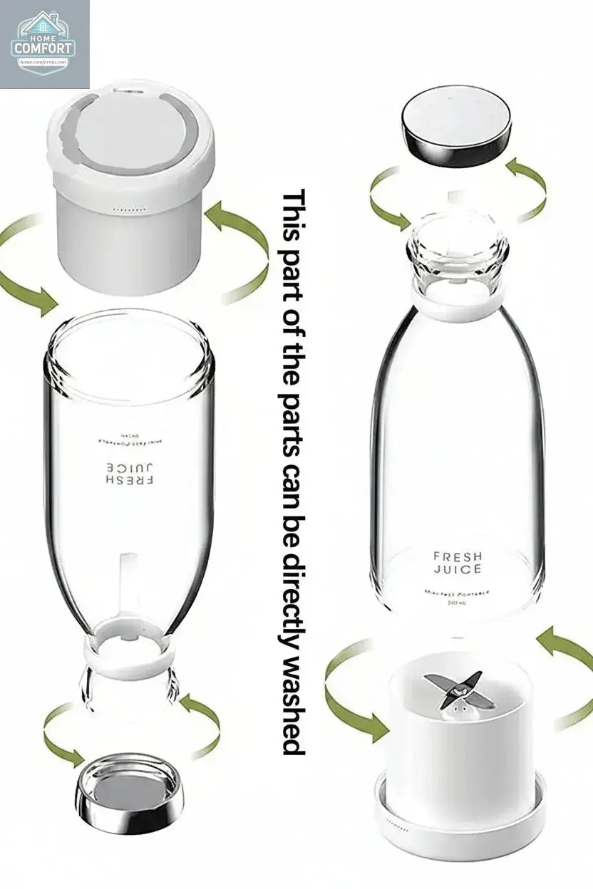 Portable mini blender showing detachable washable parts for easy cleaning and maintenance