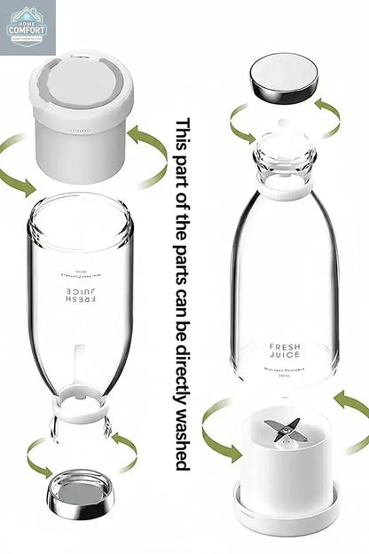 Portable mini blender showing detachable washable parts for easy cleaning and maintenance