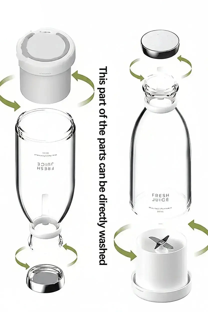 Portable mini blender showing detachable washable parts for easy cleaning and maintenance