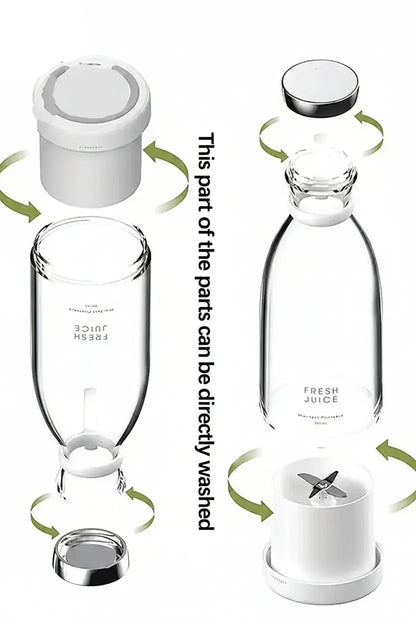 Portable mini blender showing detachable washable parts for easy cleaning and maintenance
