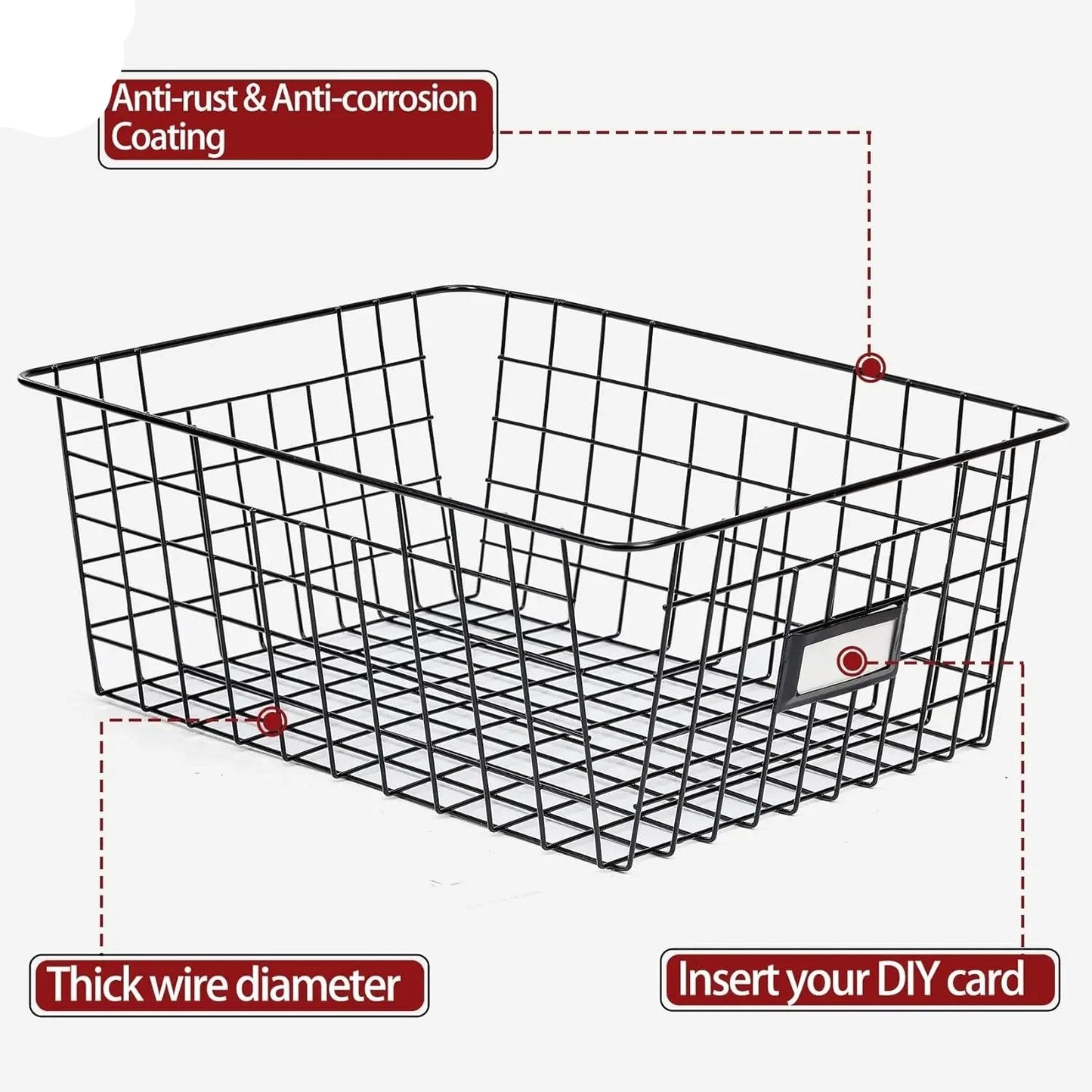 Versatile 6 Pack Wire Baskets for Ultimate Pantry Organization - Includes 2 XXLarge, 2 XLarge, and 2 Large Sizes