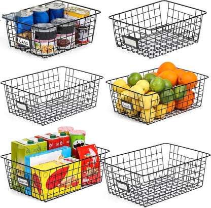 Versatile 6 Pack Wire Baskets for Ultimate Pantry Organization - Includes 2 XXLarge, 2 XLarge, and 2 Large Sizes