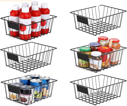 Versatile 6 Pack Wire Baskets for Ultimate Pantry Organization - Includes 2 XXLarge, 2 XLarge, and 2 Large Sizes