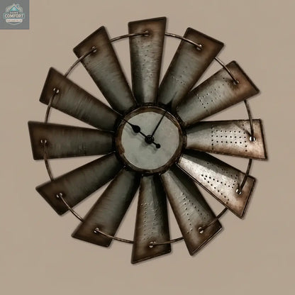 Decorative 14.5" wall clock with Roman numerals on a wall.