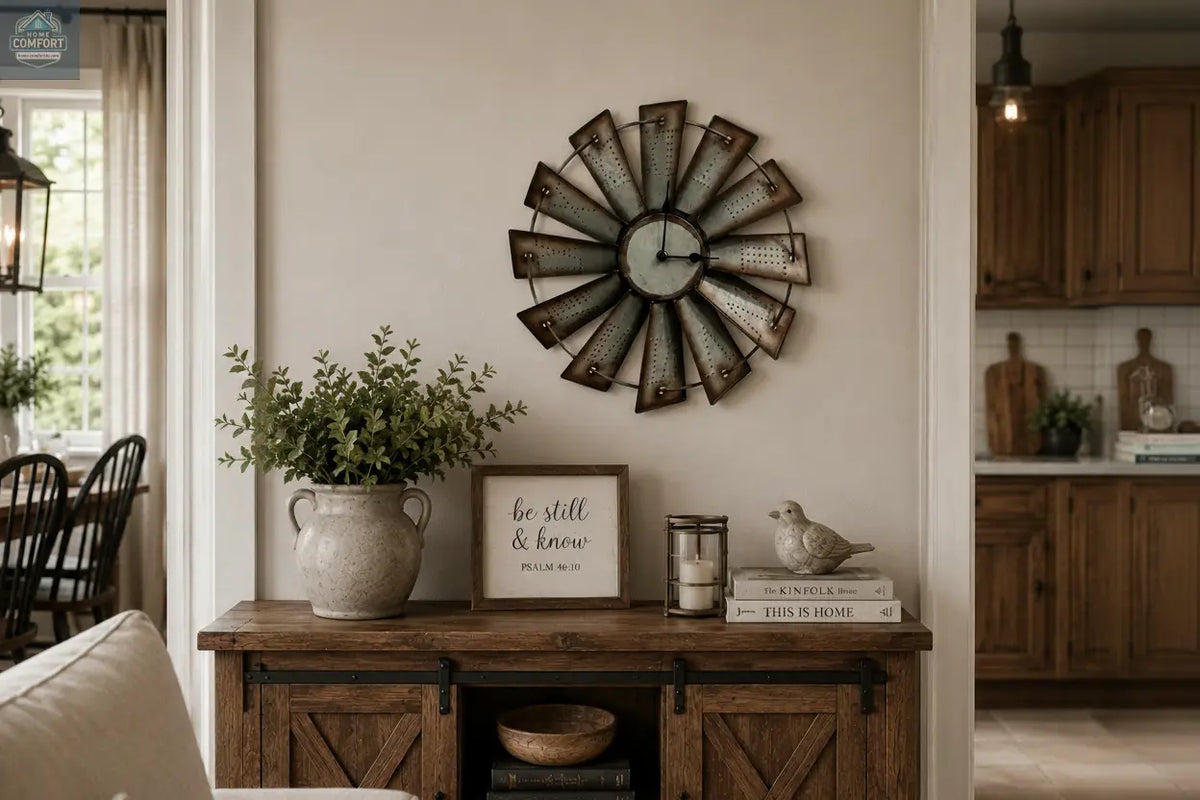 Vintage Metal Windmill Wall Clock with Roman Numerals Bless Your Heart & Home