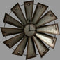 Rustic metal windmill wall clock with distressed finish and vintage farmhouse design for living room or kitchen wall