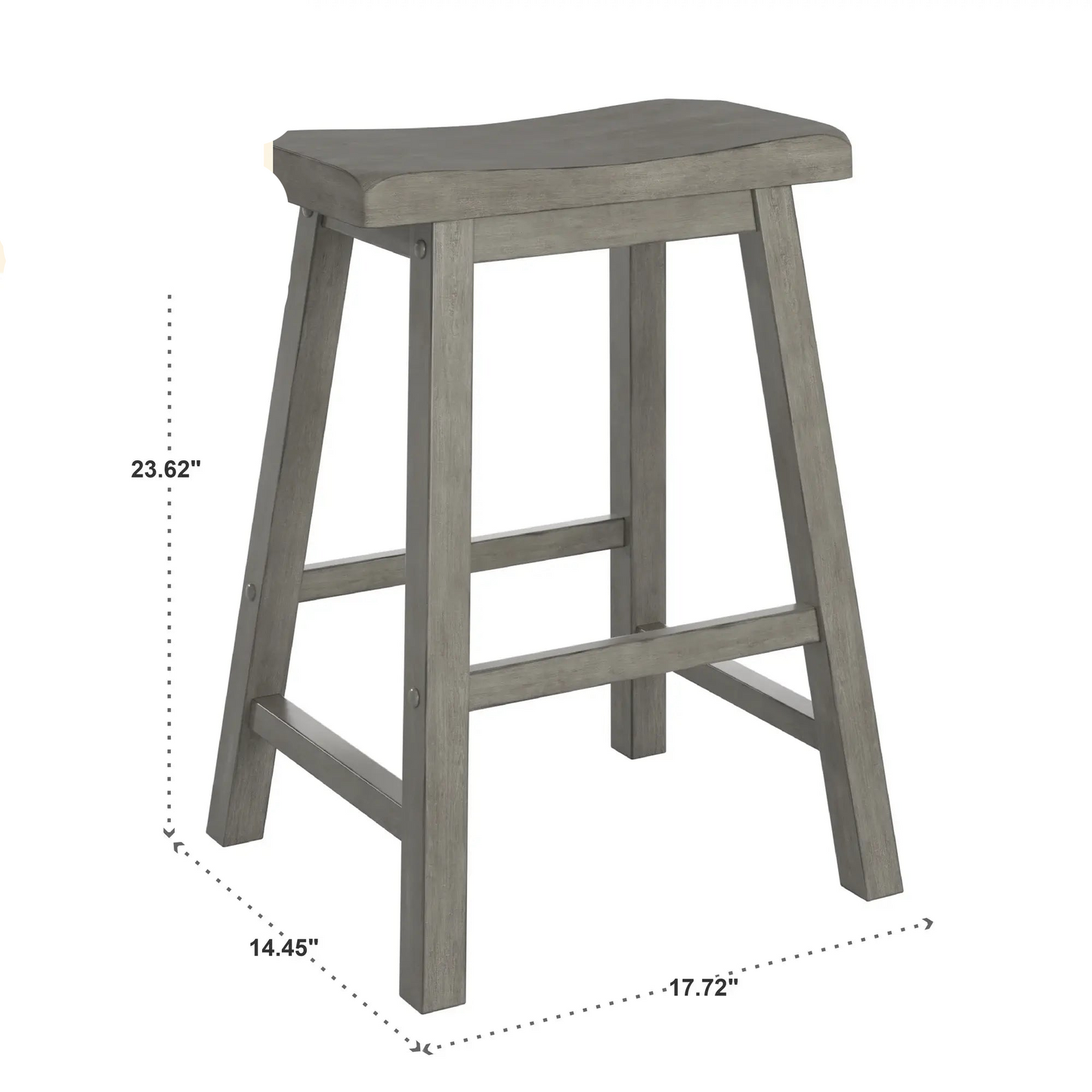 Weston Home Ashby Saddle Seat Backless Wood Counter Stools, Set of 2, Antique Grey