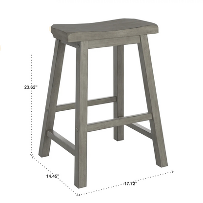 Weston Home Ashby Saddle Seat Backless Wood Counter Stools, Set of 2, Antique Grey