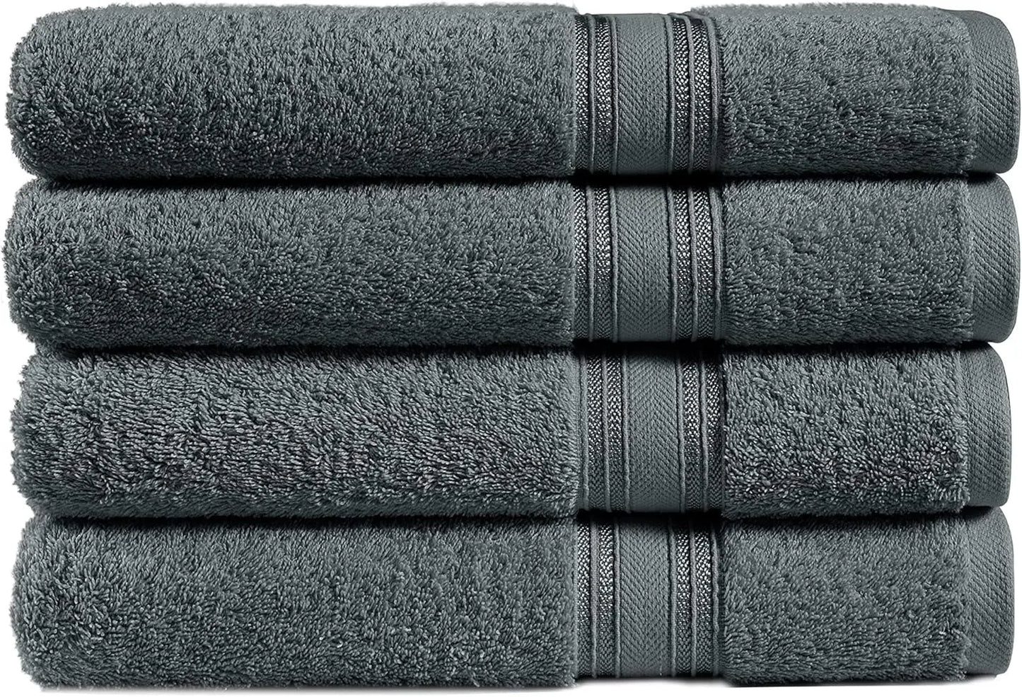 Chateau Home Luxurious 16 Piece Bath Towels Sets, (4 Bath Towels, 4 Hand Towels, 8 Wash Cloths) Low Lint, Bathroom Towel Sets 600 GSM, Durable, Highly Absorbent, Extra Large Bath Towels -Light Grey
