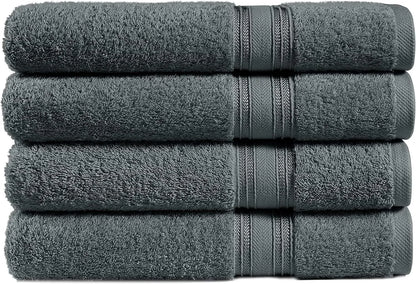 Chateau Home Luxurious 16 Piece Bath Towels Sets, (4 Bath Towels, 4 Hand Towels, 8 Wash Cloths) Low Lint, Bathroom Towel Sets 600 GSM, Durable, Highly Absorbent, Extra Large Bath Towels -Light Grey