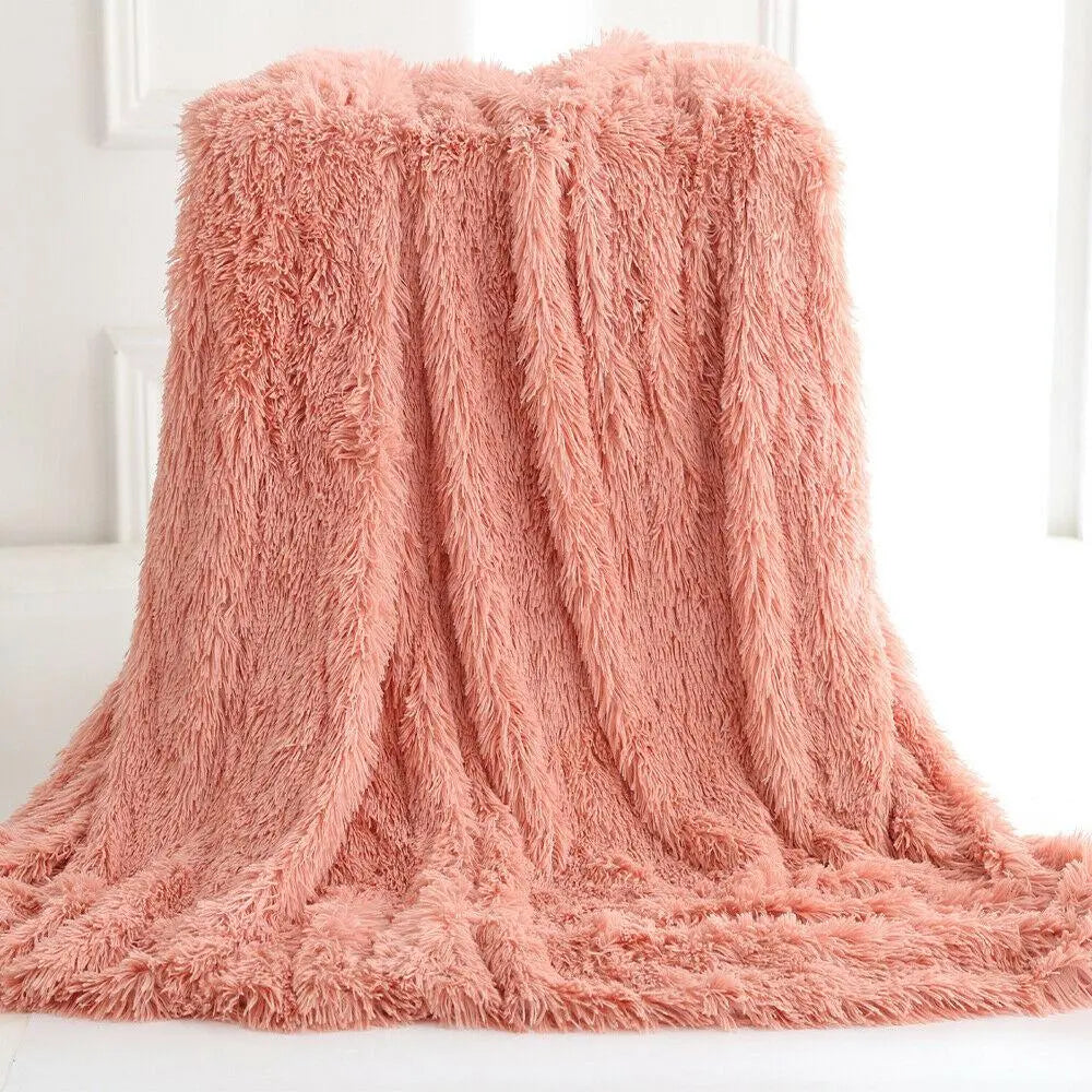  Faux Fur Throw Blanket-coral